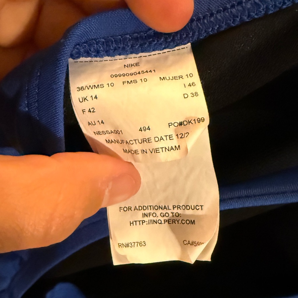 Nike Blue Athletic One-Piece Swimsuit with White Swoosh - Picture 3 of 5